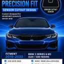 Pigenius Custom Fit Windshield Sunshade for BMW 3 Series Sedan & M3 2019-2022, Fits 330i 330e M340i M3, Premium Grey Leather Finish