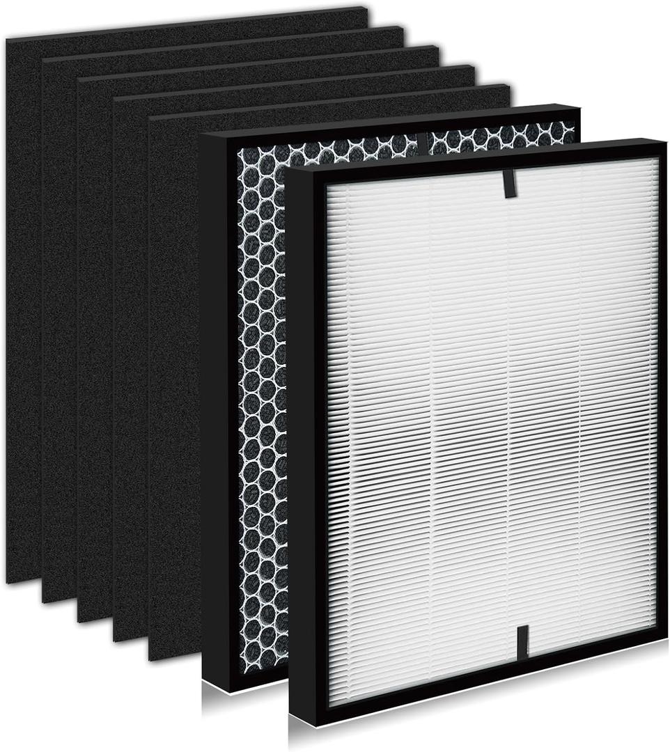 6 Pack 3000 Replacement Filters, Compatible with 3000, 3000M, 3000Pro Air Pur-ifier, 1 Efficiency Air Filters,1 Activated Carbon Filters and 4 Carbon Pre-Filters