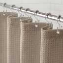 Awellife Waffle Shower Curtain, Beige Hotel Shower Curtains for Bathroom 230 GSM Heavy Duty Fabric Liner, 72" W X 72" L Inch (72"W x 72"L, Waffle-beige)