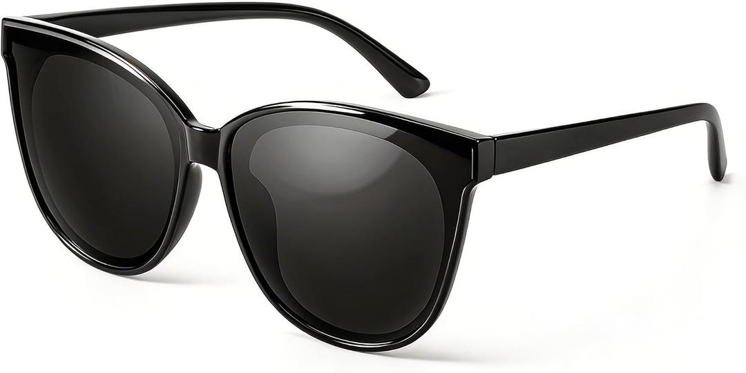 LVIOE Polarized Sunglasses for Women UV400 Protection Oversized Cat Eye Frame Retro Sunglasses for Driving Fishing Outdoor