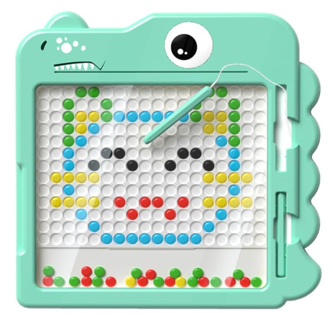 Mandarooker Magnetic Drawing Board，Large Magnet Doodle Board with Pen and Dot Beads,20 Colored Pattern Cards,Montessori Toys and Travel Toys Twoinone,Perfect Learning Gift for Toddlers Ages 38