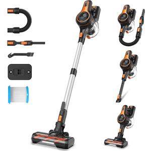 28Kpa Cordless Vacuum Cleaner, 8-in-1 Lightweight Cordless Stick Vacuum, 300W Rechargeable Vacuum with 2500m-Ah Battery, 45min Runtime Powerful Stick Vacuum for Pet Hair Hard Floor Carpet