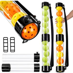 Soulchen 2 Pack Ball Retriever Upper Compatible with Pickleball Tennis Pickup Tube Holds 11/16 Balls with Shoulder Strap Easy Pickup Portable Ball Holder Storage Compatible with Pickleball