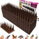 Plastic Bird Spikes Deterrent for Outside to Keep Birds Pigeon Squirrel Away from Porch Baffle Feeder Yard Patio, Fence Spikes 20pack 20Feet Bird nest blocke, Anti-Climb Spikes for Plant Garden Brown