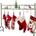 Christmas Stocking Holder Stand for Floor, Metal Freestanding Christmas Stocking Hanger Rack with 8 Hooks, Christmas Tree Sock Stand for Holiday Decor