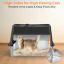 URPOWER Stainless Steel Cat Litter Box with Flip-Top Lid Extra Large Enclosed Litter Box Non-Sticky Metal Pan with High Sided & Scoop, Odor Free, Front & Top Entry, Anti-Leakage, Easy Cleaning