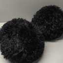 2 Pack Plush Round Ball Throw Pillow 10 Inch Nordic Soft Boucle Pillows Spherical Fuzzy Pillows Circle for Couch Sofa Bed Bedroom Living Room Office School Chair Decorations(Black)