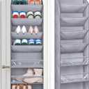 KIMBORA Over the Door Shoe Organizer, 7 Shelves Hanging Shoe Organizer Rack with Roomy Large Pockets, Shoe Storage Holder for Sneakers, Slippers, Heels, Grey