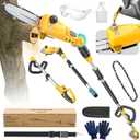 Ecarke Cordless Pole Saw Compatible with Dewalt 20V, 16FT Max Total Reach, 8 Inch Detachable Tree Cutter, Electric Chainsaw Trimmer, 26ft/s Cutting Speed Pruner for Branch Pruning (Tool Only)