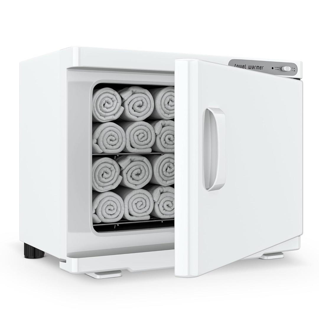Towel Warmer, 23L Towel Warmer Cabinet Can Hold 12 Wet Facial Towels,Hot Towel Warmer Use for Spa, Hair Beauty, Salon - White