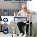 Narrow Walker Folding Upright Walker - with Removable Armrests, 450LBS Heavy Duty, Width & Height Adjustable Narrow Walkers for Seniors, Disabled, Bariatric