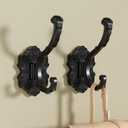 Vintage Black Coat & Towel Hooks Wall Mount 2PCS,Decorative Wall Hooks, Metal for Hanging Coats, Towels, Keys in Entryway, Bathroom, Kitchen, Installation Kit Included,Watch the Installation Video