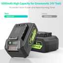 TREE.NB 24V 6.0Ah Replacement for Greenworks 24V Battery Long-Lasting Compatible with Greenworks 24 Volt Lithium Lawn Mower Battery 29842 29852 LB24A020 for Greenworks Trimmer Weed Blower (2Pack)