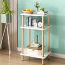 3-Tier Side Table, Tall End Table with Storage Rack, Wooden Bedside Table for Living Room Bedroom Office No-Tool Assembly White.