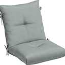 Arden Selections Outdoor Plush Modern Tufted Blowfill Dining Chair Cushion, 21 x 40, Water Repellent, Fade Resistant, Tufted Cushion for Dining and Bistro Chairs, Stone Grey Leala