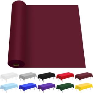 Plastic Table Cloth,100 Feet X 54 Inch Plastic Table Cover Roll Premium Disposable Tablecloth for Picnic, Party, Banquet, Birthday, Wedding, Anniversary (Burgundy)