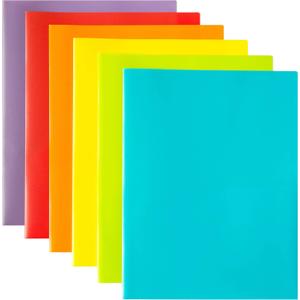 Youngever 12 Pack Plastic Pocket Folders - Heavy Duty Plastic 2 Pocket Folder, in 6 Colors