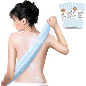 Yiclick 2PCS Exfoliating Washcloth Towel - Exfoliating Body Scrubber Exfoliator, Loofah Sponge Wash Cloth, Korean & Japanse & African Net Sponge Rag - Back Scrubber Washer (Blue)