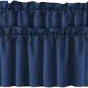 H.VERSAILTEX Blackout Valances for Windows,Navy Blue Short Window Valance Curtains for Living Room/Bedroom/Bathroom Privacy Decorative Rod Pocket Kitchen Valances2 Panels52" W x 18" L, Navy