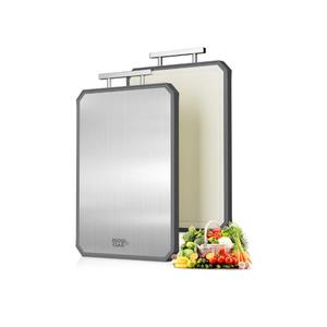 NOWCLAD Stainless Steel Cutting Board, Double Sided Steel Bread Boards for kitchen, Stainless Steel/Wheat straw pp Large Board for meat, non toxic Chopping, 16 * 11 Inch, Dishwasher Safe