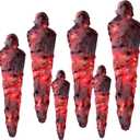 79 Pcs Halloween Hanging Fake Props Outdoor Decoration Scary Human Remains Bag Halloween Fake Prop with Red LED Spider Webs Creepy Haunted House Yard Decor (White Bandaged)