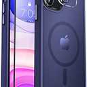 MOCCA Strong Magnetic for iPhone 11 Phone Case, [Compatible with Magsafe][Glass Screen Protector + Camera Lens Protector] Slim Thin Shockproof Cover Case for iPhone 11 6.1 inch, Deep Blue