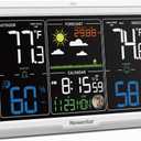 Newentor Weather Station Wireless Indoor Outdoor, 7.5in Display Atomic Clock, Inside Outside Thermometer and Hygrometer with Weather Alert, Barometer and Weather Forecast, Time and Calendar, White