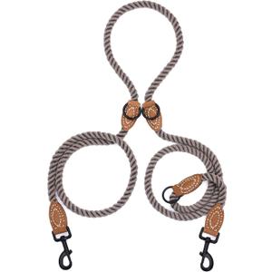 Mile High Life Dual Dog Leash - Double, 360 Swivel, Hands Free, Leather Tailored Connection for Two Dogs (Camel, 8FT)