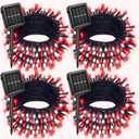 4 Pack Red and White Solar Christmas Lights Outdoor Waterproof, 132FT 400LED Solar String Lights Green Wire Fairy Lights, Solar Twinkle Lights with 8 Lighting Modes for Xmas Garden Decorations