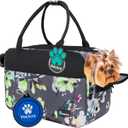 PetAmi Dog Purse Carrier for Small Dogs, Airline Approved Soft Sided Pet Carrier with Pockets, Ventilated Dog Carrying Bag for Puppy Cat, Dog Travel Supplies Bag, Sherpa Bed, Max 12 lbs, Floral Gray (One Size (Pack of 1))