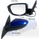 Left Driver Side Door Mirror For 2016-2021 HONDA CIVIC LX SE Sport with Power Mirror Ajust Manual Fold Non-Heated Match to Aegean Blue Metallic Pearl Replace 76258-TBA-A02ZA