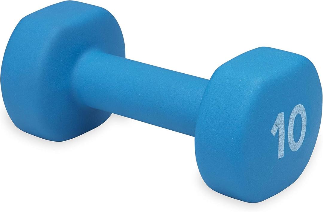 Gaiam Dumbbell Hand Weight (Sold in Singles) - Neoprene Coated Exercise & Fitness Dumbbell for Home Gym Equipment Workouts Strength Training Free Weights for Women, Men (10-Pound, (D) Blue | 10-Pound)