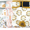 Langsprit Washable Female Dog Diapers (3 Pack)  Doggie Reusable Small Medium Large Dog Diapers for Doggy Puppy Female in Period  Highly Absorbent Dog Heat Panties (Medium,Rabbit, Owl, Lion)