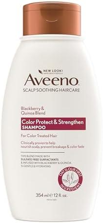 OGX Aveeno Color Protect Strengthen+ Blackberry Quinoa Shampoo, Fresh, 12 Fl Oz