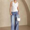 Women's 3D Floral Tank Top Crew Neck Sleeveless Dressy Casual Ribbed Knit Tops (L)