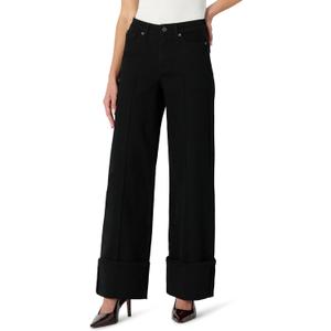Amazon Essentials (Demi's Pick) Women's High-Rise Wide Leg Cuffed Jean (6, Black)