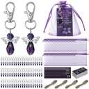 60 Sets Funeral Favors, Purple Angel Rhinestone Keychains with Thank You Cards & 4.7x4 Organza Bags, Memorial Service Guest Gifts, Sympathy Thank You Party Supplies