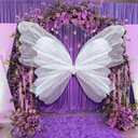 SmoothNovelty 47 Inch Giant Butterfly Party Decoration Large Mariposas Grandes para Decor Big 3D Silk Butterfly Backdrop for Birthday Party Wedding Photo Booth (White, Classic Style)