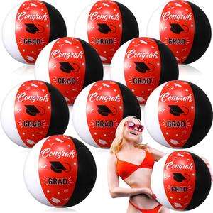 10 Pack Graduation Beach Balls Class of 2026 Inflatable Pool Toys Congrats Grad Beach Ball 10 Inch Graduation Party Favors Bulk Gifts for Party Supplies Decorations