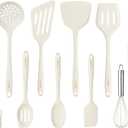CAROTE Kitchen Utensil Set for Nonstick Cookware, Heat Resistant Silicone Cooking Utensils Set 10pcs, White, Oderless Spatula, Turner