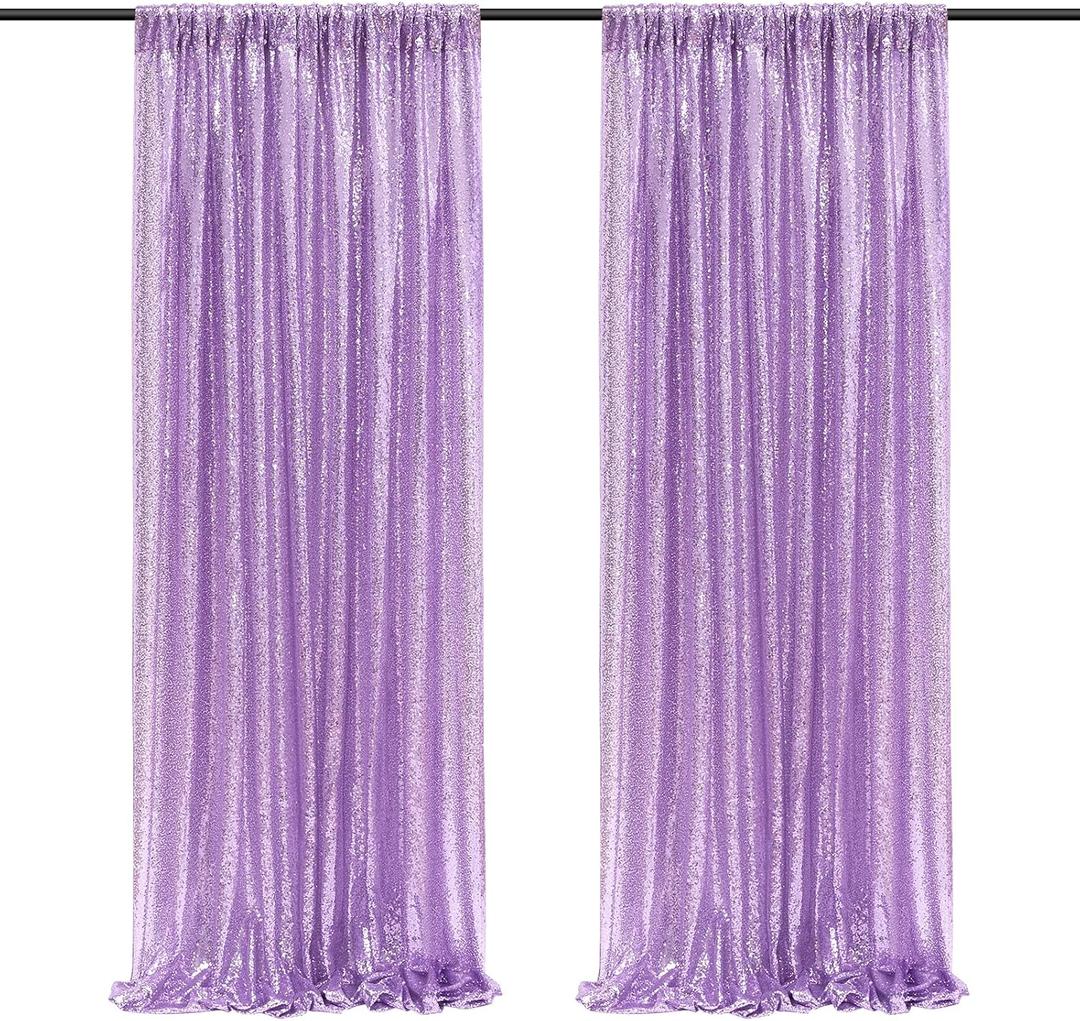 SoarDream Wedding Sequin Backdrop Lavender 2 Panels 2ftx8ft Glitter Curtain Backdrop Arch Fabric Drapes for Baby Shower Birthday Party Decoration
