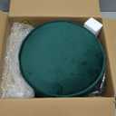 IBUYKE Velvet Round Footrest Stool Ottoman, Makeup Vanity Stool Side Table, Velvet Dressing Table Seat, Pouf Couch Stool, Golden Steel Legs, Green LG-30L (without storage)