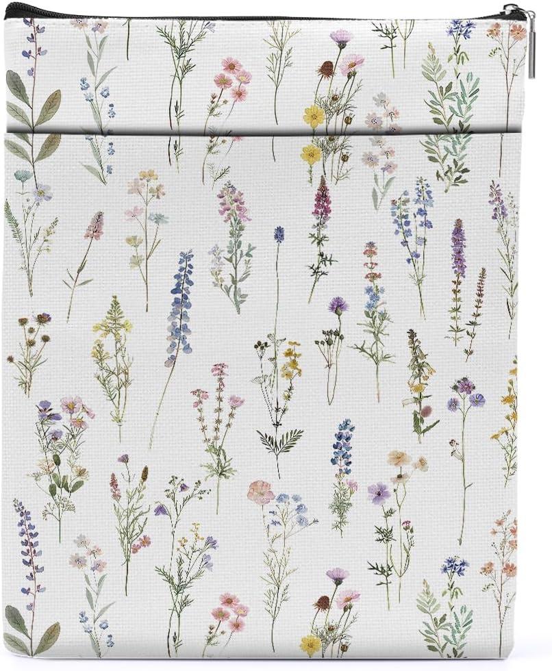 Wildflower Book Sleeve Aesthetic Book Cover Book Lovers Gifts Book Pouch Book Club Gifts Bookish Gifts Book Protector Book Gifts for Readers Women Girls Bestie Christmas Graduation Birthday Gifts (Multicolour 1161)
