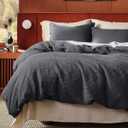 Bedsure Cotton Duvet Cover Queen - 100% Cotton Waffle Weave Charcoal Duvet Cover Queen Size, GentleSoft and Breathable Bedding Set for All Season, 3 Pieces, 90"x90"