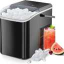 SMUG Ice Makers Countertop with Handle, Portable Ice Machine, 9 Bullet Ice Cubes in 6 Mins, 26lbs in 24Hrs, Auto-Cleaning, with Basket and Scoop, for Home, Kitchen, RV, Camping, Black