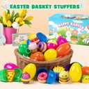 12 Pack Prefilled Easter Eggs with Food Squishy Toys Keychains, Easter Eggs Filled for Kids Easter Egg Hunt Easter Basket Stuffers Goodie Bag Fillers School Classroom Gifts