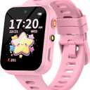 BIGGERFIVE Smart Watch for Kids with Dual Cameras, 30 Puzzle Games, Video & Music Player, Audiobooks, Flashlight, Pedometer, Calculator, Educational Toys Birthday Gifts for Boys Girls Ages 4-10 Pink