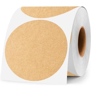 3 Inch Kraft Paper Color Code Dot Stickers,500 PCS Round Labels Stickers in Dispenser Box for Organization, Inventory,Classroom (1 Roll-500PCS)