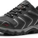 NORTIV 8 Men's Low Top Waterproof Hiking Shoes Trekking Trails Outdoor Work Shoes (8.5 Wide, Black/Dark/Grey)