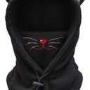 BLUEMARS Kids Winter Hat Balaclava, Fleece Cold-Weather Hood for Boys & Girls School and Outdoor Snow Play (Medium, Cat)